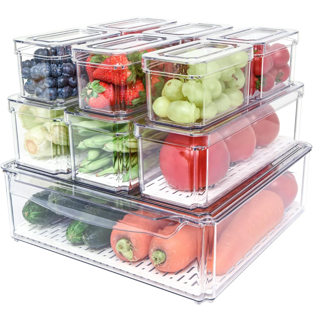 Stackable Food Containers for Fridge, Set of 10 - FridgeMaster
