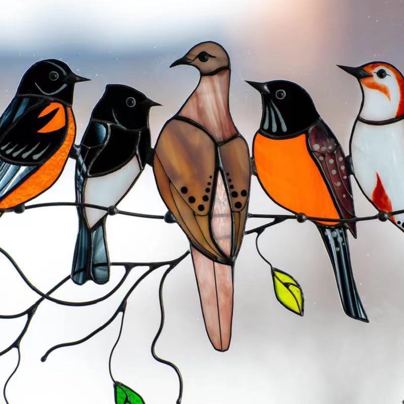 Stained Glass Hanging Bird Art
