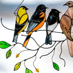 Stained Glass Hanging Bird Art