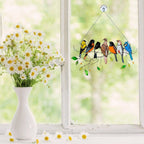 Stained Glass Hanging Bird Art