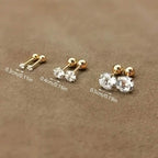 Stainless Steel 18K Gold Four-Claw Twisted Ball Zirconia Earrings