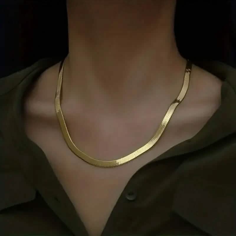 Stainless Steel Blade Unisex Flat Snake Clavicle Chain
