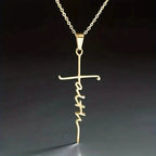 Stainless Steel Faith Word Church Prayer Religious Pendant Necklace
