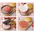 Stainless Steel Hamburger Patty Press with Wooden Handle
