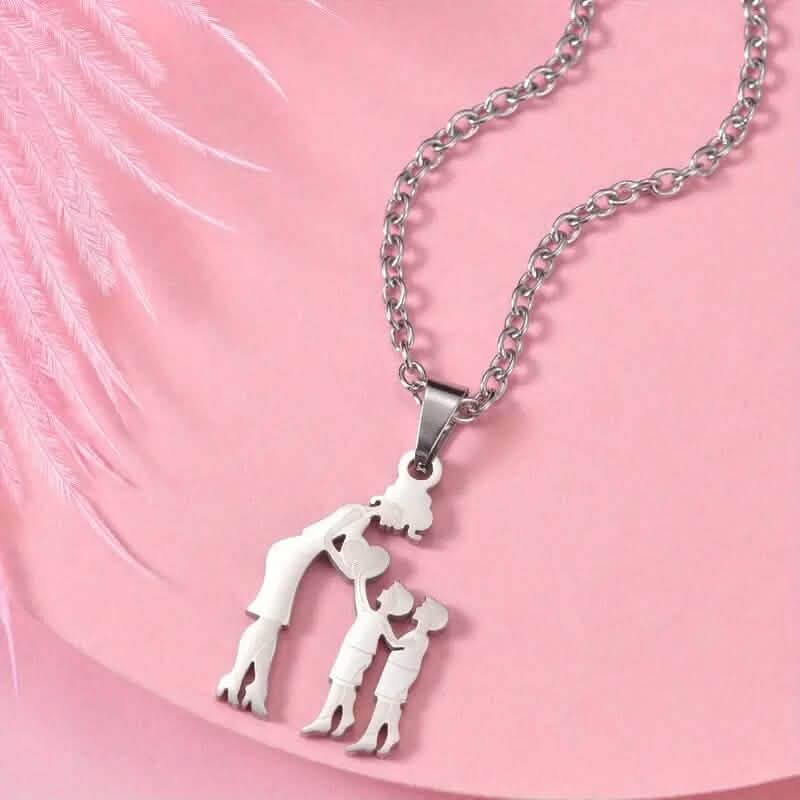 Stainless Steel Heartfelt Mother-Daughter-Son Necklace