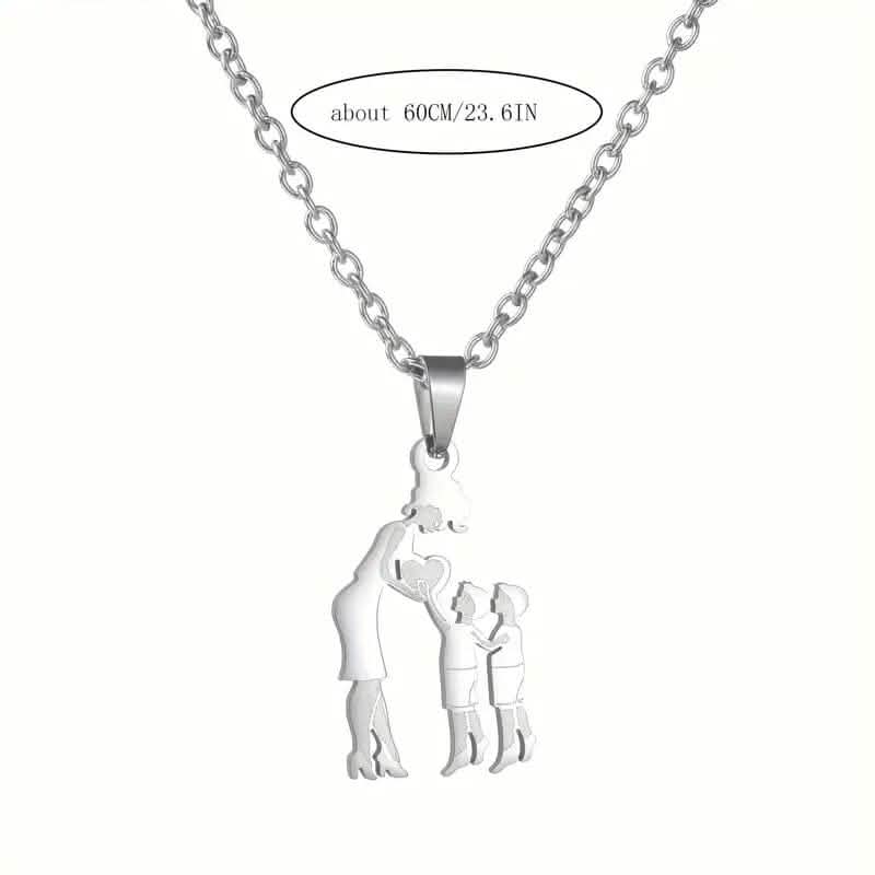 Stainless Steel Heartfelt Mother-Daughter-Son Necklace