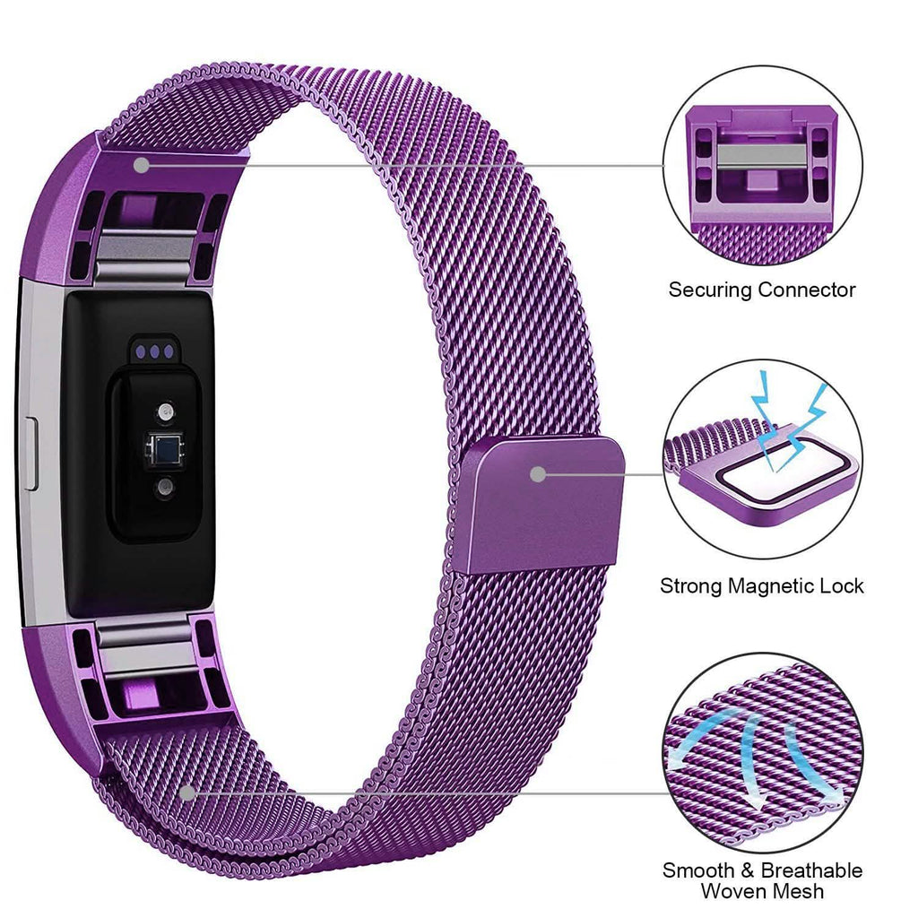 Stainless Steel Mesh Milanese Loop Band for Fitbit Charge 2