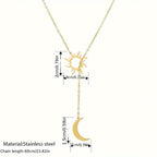 Stainless Steel Sun Totem and Moon Necklace