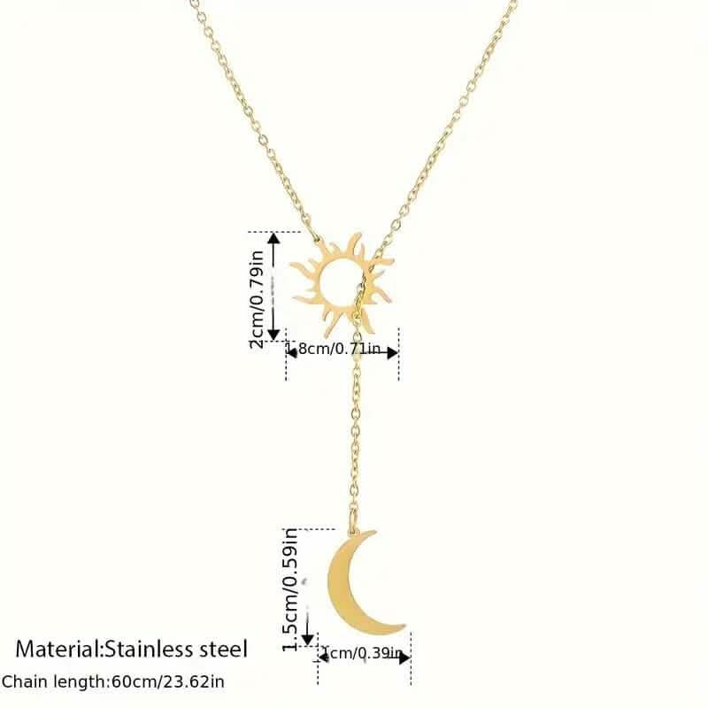 Stainless Steel Sun Totem and Moon Necklace
