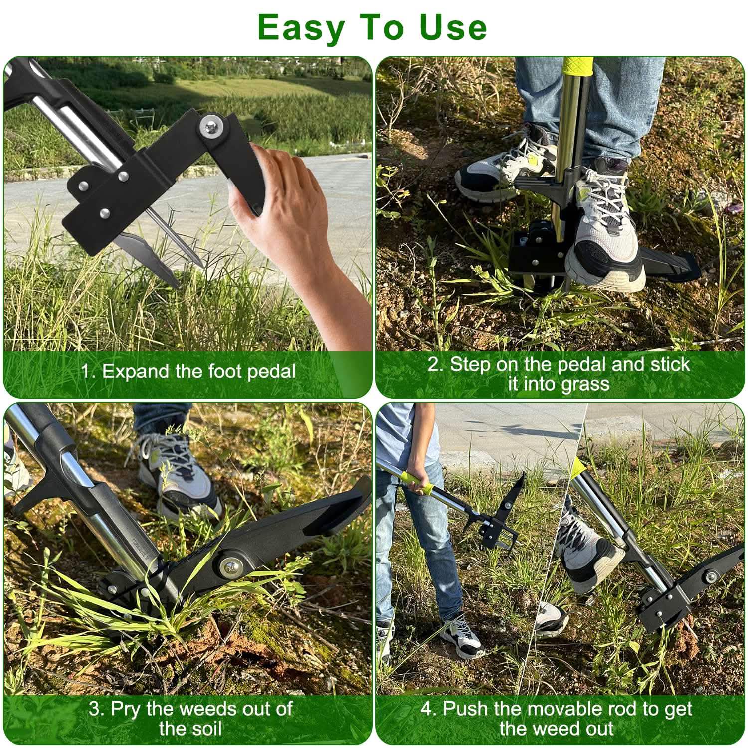 Standup Aluminum Weed Puller with 4 Claws