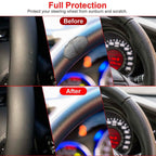 Steering Wheel Cover 14.5"- 15" Diameter Universal Fiber Leather