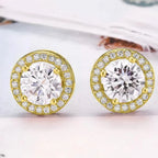 Sterling Silver Cubic Zirconia Classic Halo Stud Earrings