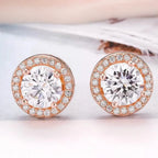 Sterling Silver Cubic Zirconia Classic Halo Stud Earrings