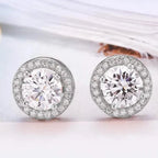 Sterling Silver Cubic Zirconia Classic Halo Stud Earrings