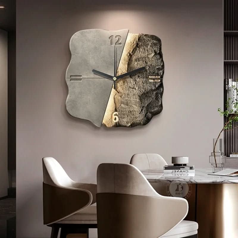StoneAura Modern Sandstone Clock, 3D Relief, Silent Quartz