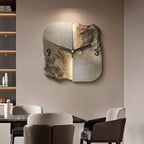 StoneAura Modern Sandstone Clock, 3D Relief, Silent Quartz
