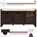 Storage Bench with Removable Cushion and 3 Flip Lock Storage Cubbies