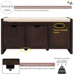 Storage Bench with Removable Cushion and 3 Flip Lock Storage Cubbies