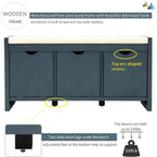 Storage Bench with Removable Cushion and 3 Flip Lock Storage Cubbies