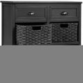 Storage Cabinet with 2 Drawers and 4 Rattan Baskets