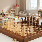 STRATEGIQON – Premium chess set made of wood with classic, foldable walnut wood board