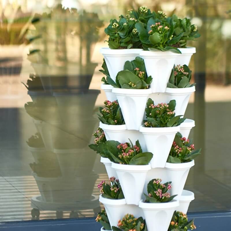 Vertical Stackable Planters - 4 Tier Garden Pots