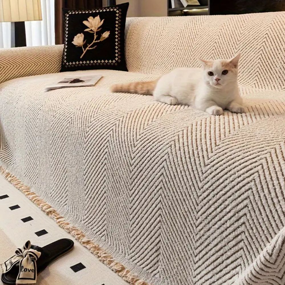 Striped Herringbone Sofa Protector