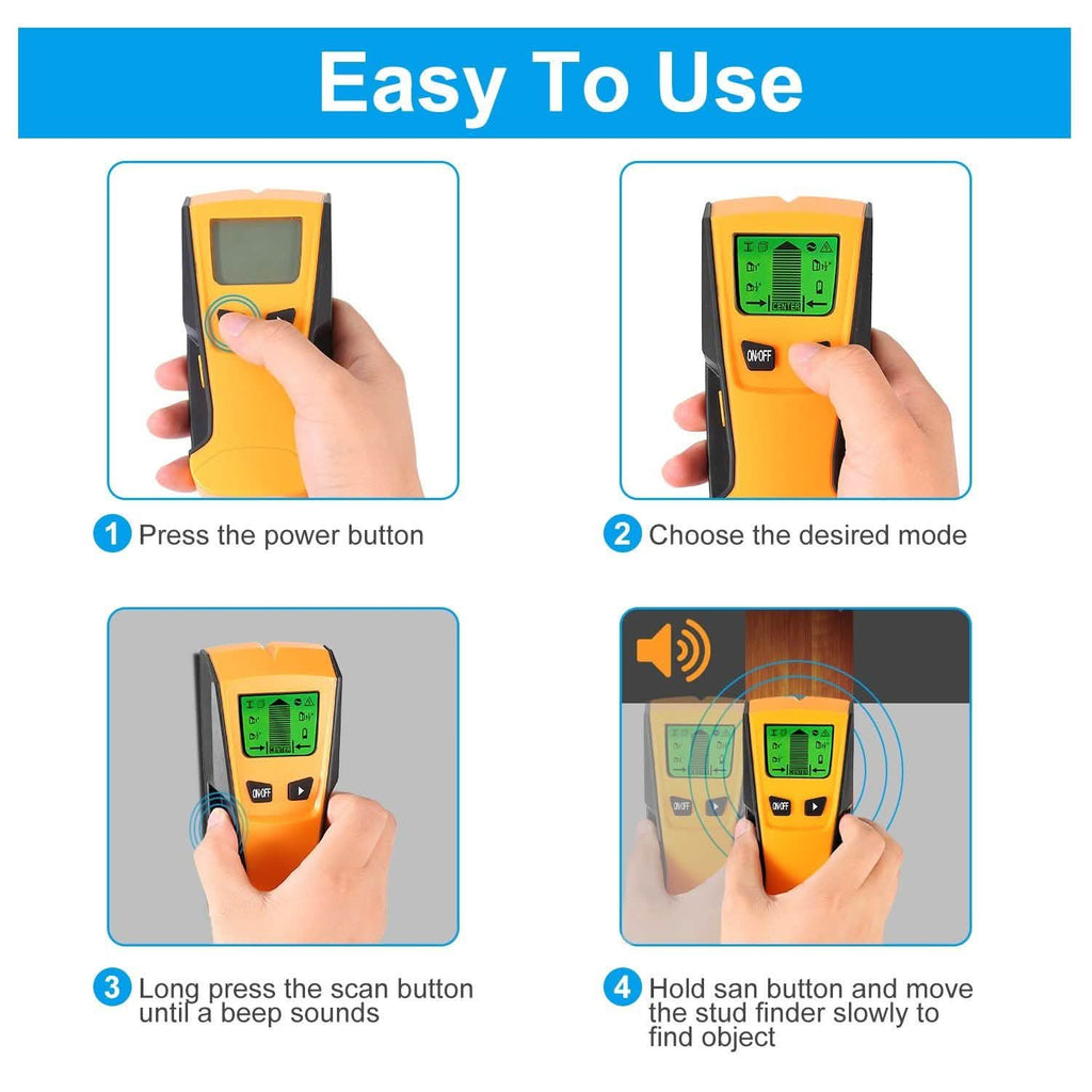Stud Center Finder Wall Scanner AC Live Wire Detector with LCD Display