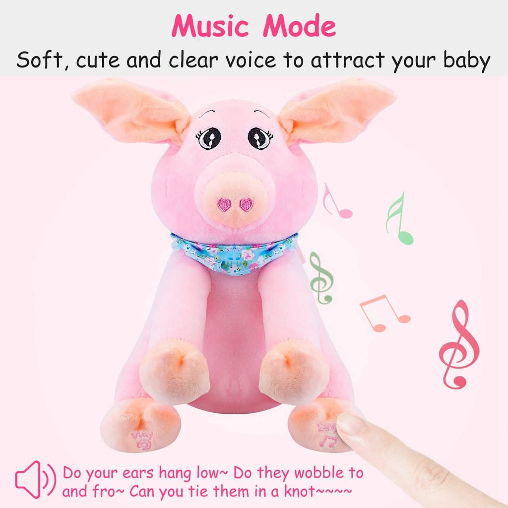 Stuffed Plush Pig Doll Pick-a-Boo Animated Toy