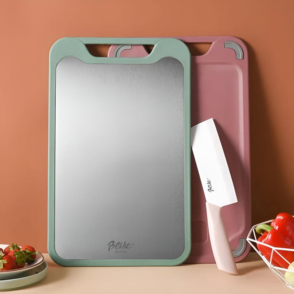Versatile Double-Sided Stainless Steel Kitchen Board