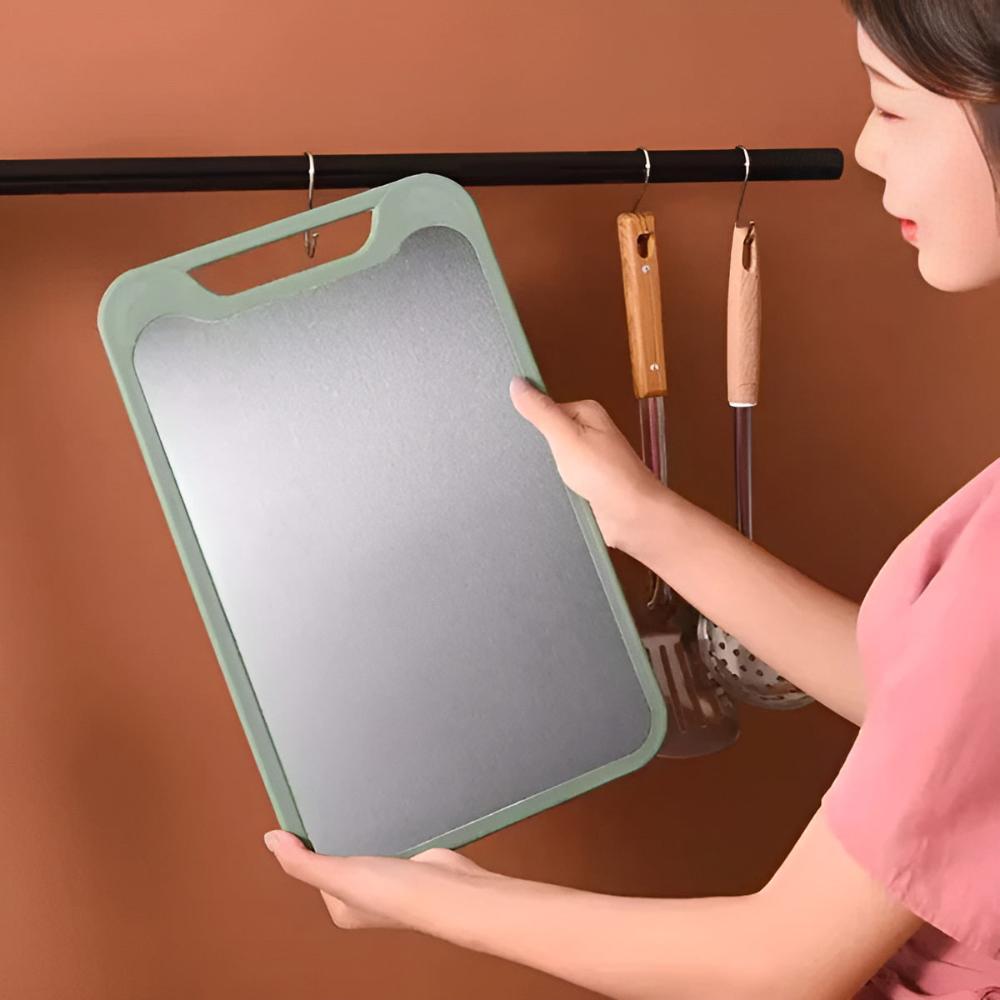 Versatile Double-Sided Stainless Steel Kitchen Board