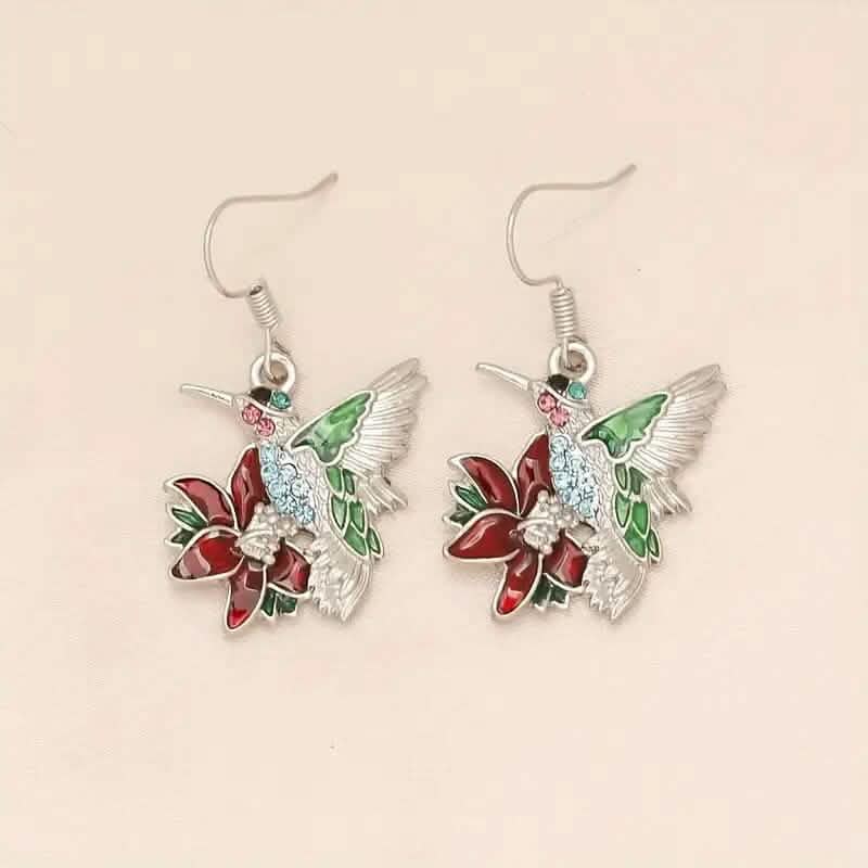 Stylish Hummingbird and Saffron Earrings