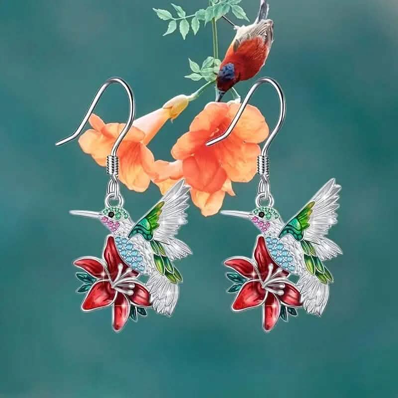 Stylish Hummingbird and Saffron Earrings