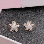 Stylish Zirconia Petal Flower Stud Earrings