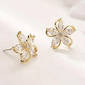 Stylish Zirconia Petal Flower Stud Earrings