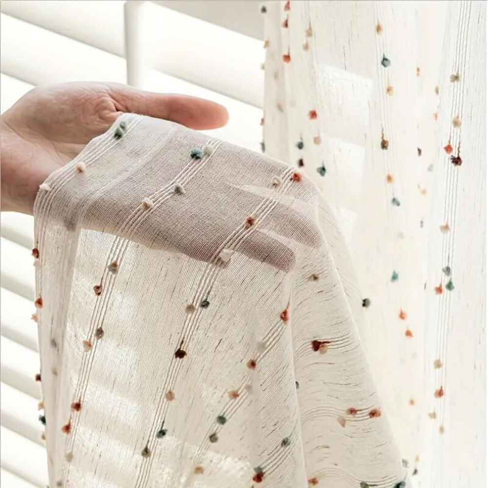 Sugar Bean Embroidered Tulle Curtain