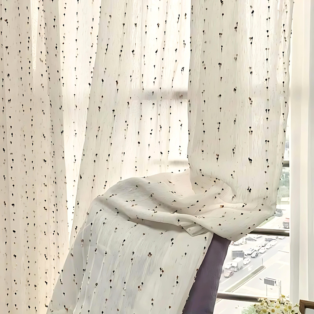 Sugar Bean Embroidered Tulle Curtain