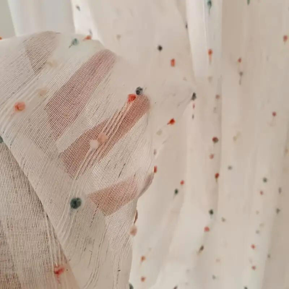 Sugar Bean Embroidered Tulle Curtain
