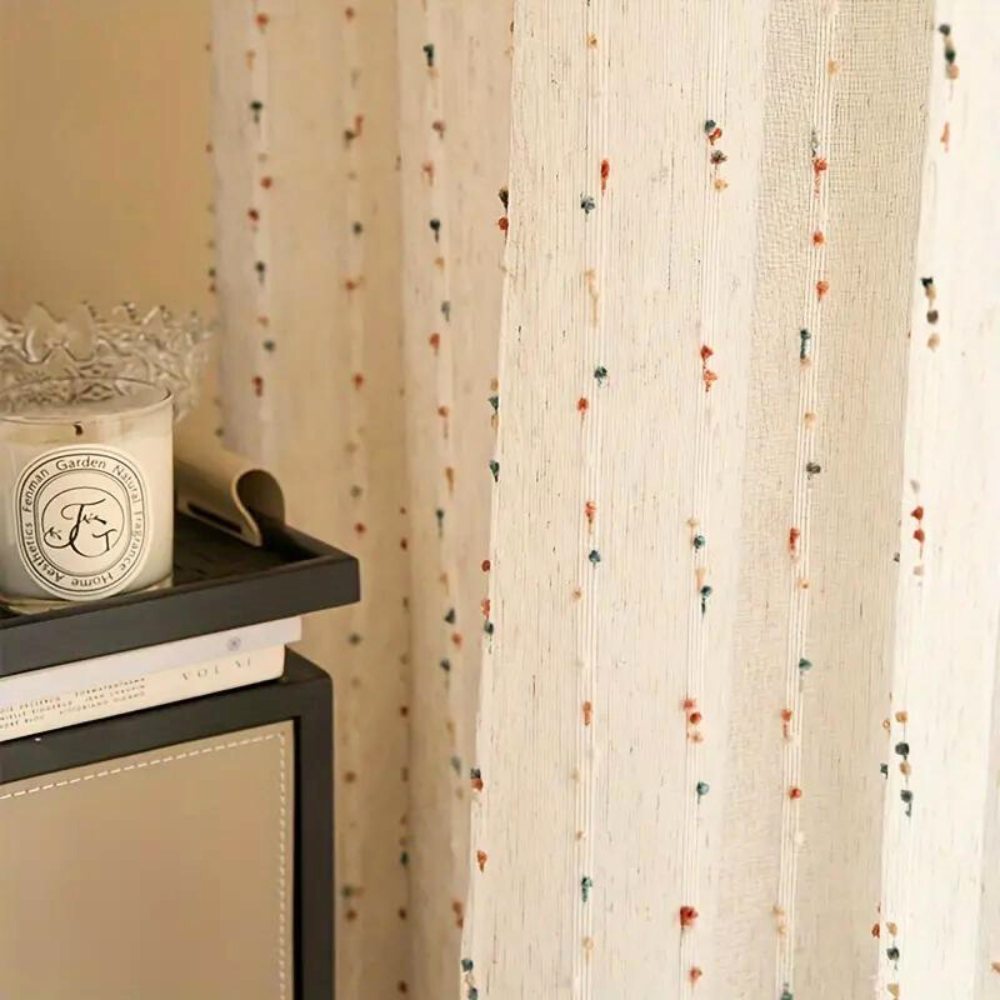 Sugar Bean Embroidered Tulle Curtain