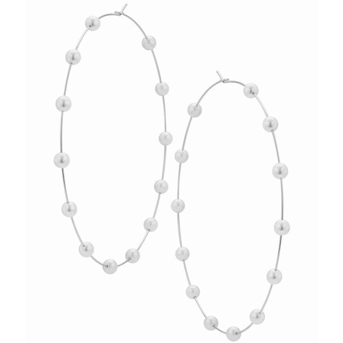 Super Huge Circle Pearls Earrings Thin Dangle