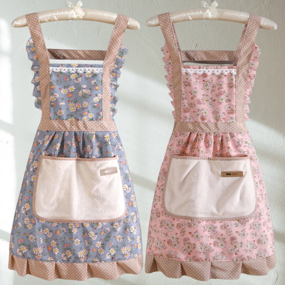 Floral Print Cotton Kitchen Apron