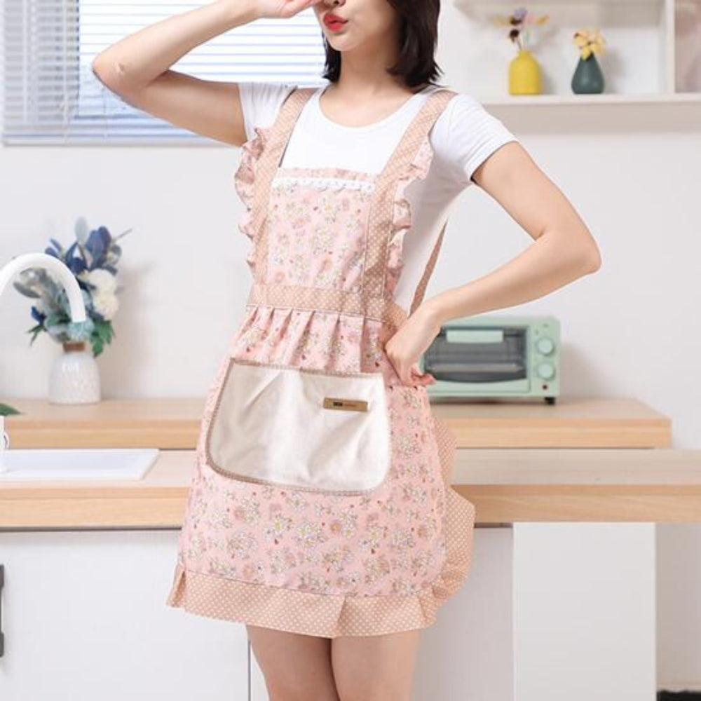 Floral Print Cotton Kitchen Apron