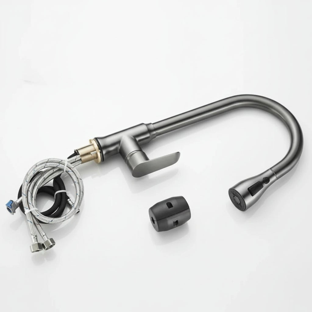 SWIVELUX faucet: Retractable spray, 360° swivel, modern design