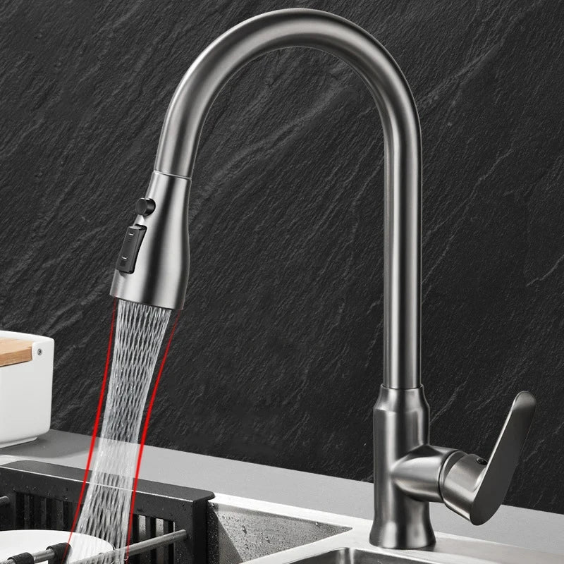 SWIVELUX faucet: Retractable spray, 360° swivel, modern design