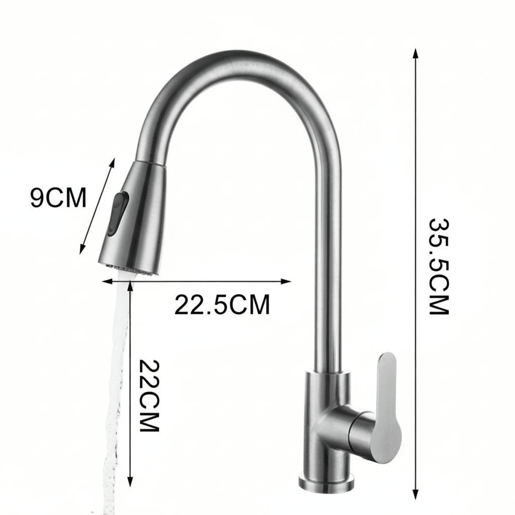 SWIVELUX faucet: Retractable spray, 360° swivel, modern design