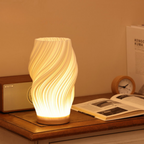 Table Lamp Modern Wave USB Dimmable Wood Base LED Light