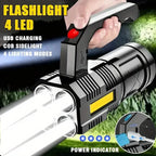 Tactical LED Flashlight, 800mAh Rechargeable Via USB, High-Power Light With 4-Mode Output