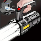 Tactical LED Flashlight, 800mAh Rechargeable Via USB, High-Power Light With 4-Mode Output
