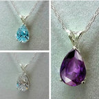 Teardrop Shaped Zirconia Pendant Copper Necklace