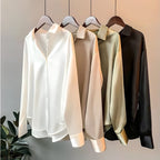 Tessa - Versatile Silk Top Luxurious Satin, Long Sleeves
